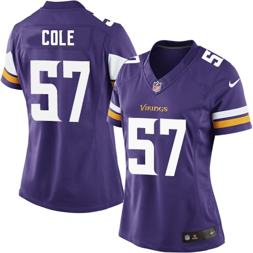 Women's Elite Audie Cole Nike Jersey Purple Home - #57 NFL Minnesota Vikings